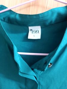 Ruffle Sleeve Green Blouse