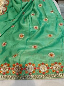 Green Embroidered Saree (Minor Issue)