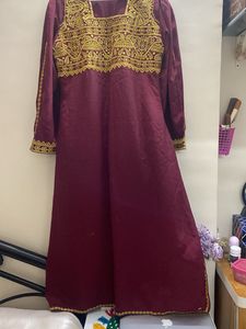 Embroidered Maroon Dress