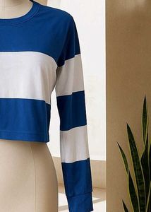 Striped Long Sleeve Crop Top