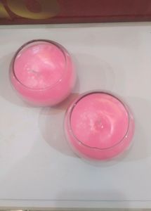 Beautiful Light Pink Scented Glass Candle