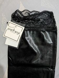 Faux Leather Stockings With Lace Trim