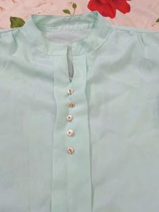 Mint Green Button-Down Top