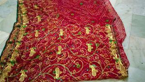 Red &amp; Gold Embroidered Sari