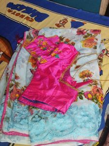 Floral Print Fabric with Lace Trim