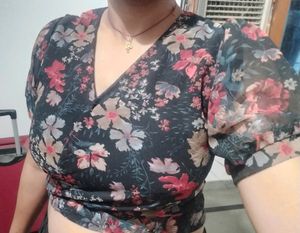 Women's Puffed Sleeves Crop Top