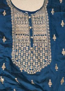 Elegant Teal Embroidered Suit Trouser