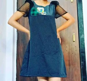 Black Dress with mesh sleeves