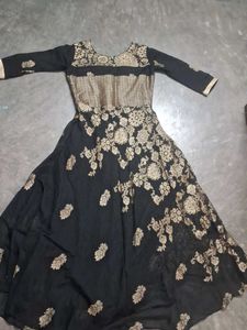 Elegant Black &amp; Gold Floral Maxi Dress