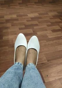 White Block Heel Pumps