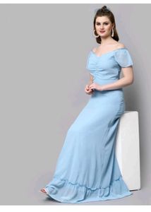 Light Blue Off-Shoulder Maternity Dress