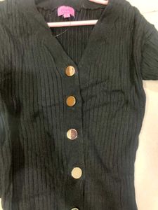 Black Button-Down Dress - Size S