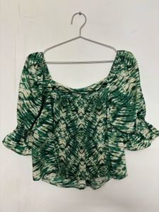 Green Floral Puff Sleeve Top- Vero Moda