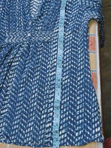 Indigo Ikkat Printed Short Women Tunic Top