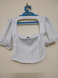 Mast &amp; Harbour CloudWhite Sweetheart Neck Crop Top