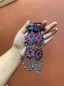 Afgani Long Drop Oxidised Earring