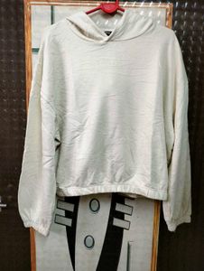 Cream Cropped Hoodie