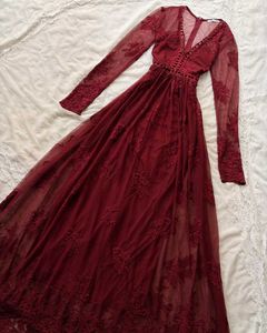 Burgundy Lace Maxi Dress