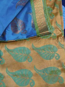 Elegant Mustard &amp; Blue Saree