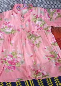 Pink Floral Sheer Top