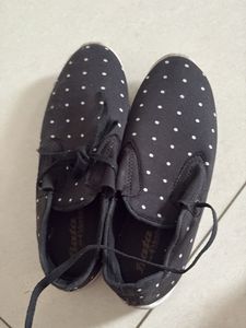 Bata Black Polka Dot Slip-on Sneakers