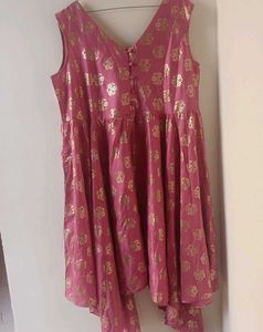 Pink & Gold Print Kurta Dress
