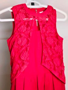 Pink Dress with Lace Vest