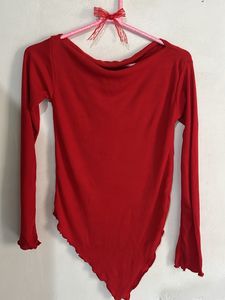 Red Long Sleeve Top