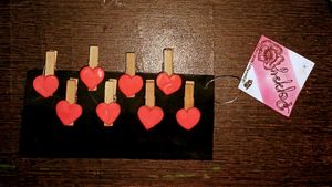Red Heart Wooden Clips+ 4 Polaroids