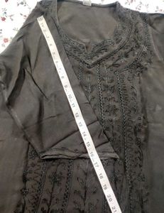 Black Self Colour Embroidered Top