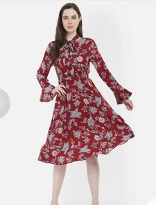 Cover Story Burgundy Floral Fit and Flare Dress