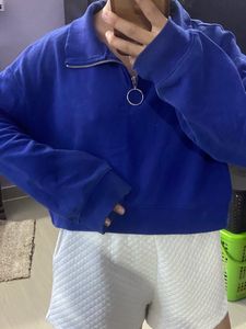 Loose H&amp;M Cropped Stand-Up Collar Sweatshirt