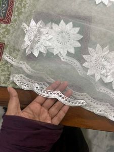 Elegant Net Dupatta with Floral Embroidery