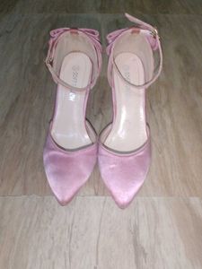 Pink Bow Heels with Ankle Strap