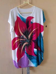 Floral Print White Top