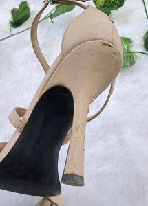 Mango Beige Criss-cross Strap Heels