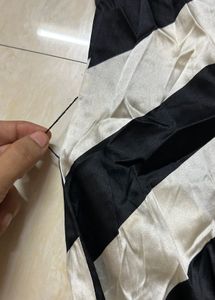 Satin Black And White Short Kurti Top