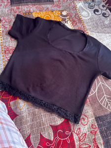 Black Lace Trim Top