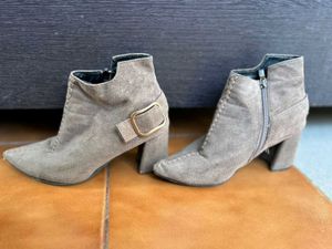 Suede Ankle Boots with Buckle Detail
