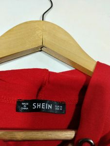 Red Printed Loose Fit Hoodie (Women&#39;s)