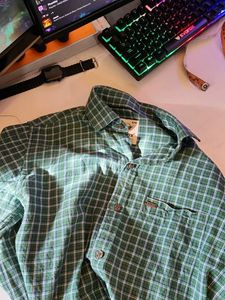 Green Lined Cotton Shirt