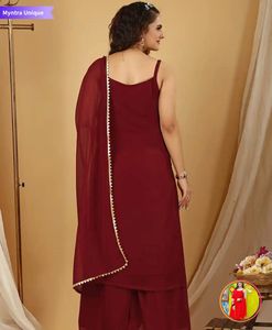 Red Embroidered Kurta Set