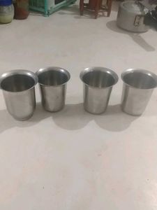 Set of Four Steel Tumblers,used