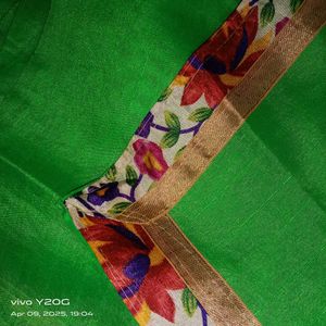 Parrot Green Colored Saree