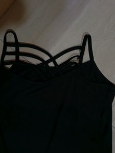 Trendy Korean Stylish Black Cross Bralete Sexy Top