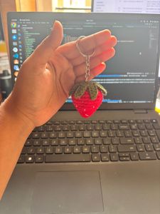 crochet strawberry keychain