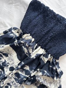 Navy Blue Tie And Dye Bardot Dress- NEW