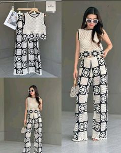 Black And White Croshet co-ord Set