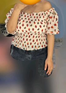 White And Floral Top