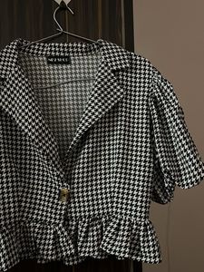 Houndstooth Peplum Top
